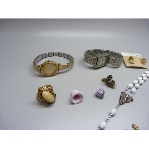 960 - Jewellery and two lady's wristwatches