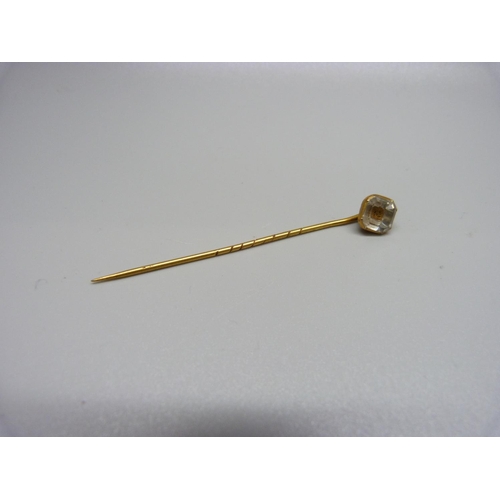 974 - An early 18th Century crystal, converted to a stick pin