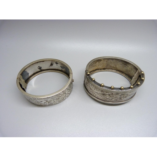 975 - Two Victorian white metal bangles