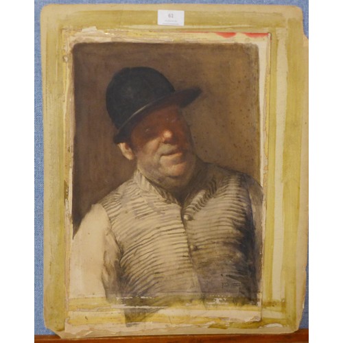 61 - Frank Dadd (1851-1929), portrait of a gentleman, oil on paper laid to card, 38 x 28cms, unframed