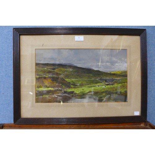 54 - T.W. Hammond, moorland landscape, pastel, signed lower left, 24 x 42cms, framed