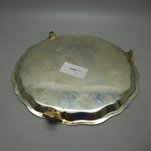 850 - A silver salver, 217g, 195mm