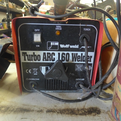 2003 - Wolf Weld Turbo Arc 160 arc welder with mask and rods - failed electrical safety test due to damaged... 