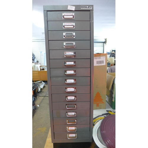 2059 - Bisley grey 15-drawer filing cabinet