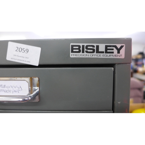 2059 - Bisley grey 15-drawer filing cabinet