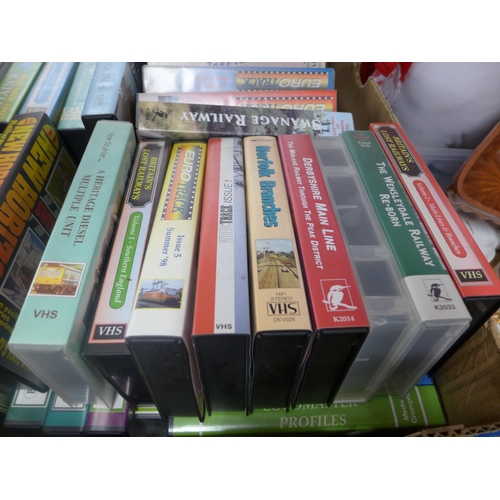 2099 - 2 Boxes of VHS video tapes mainly railway documentaries