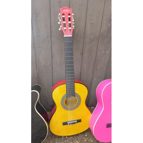 2154 - Four acoustic guitars: Music Alley; Herald; Gear4music and Pink Tiger