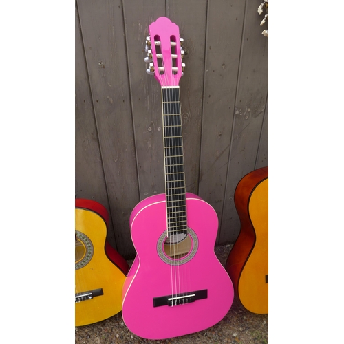 2154 - Four acoustic guitars: Music Alley; Herald; Gear4music and Pink Tiger