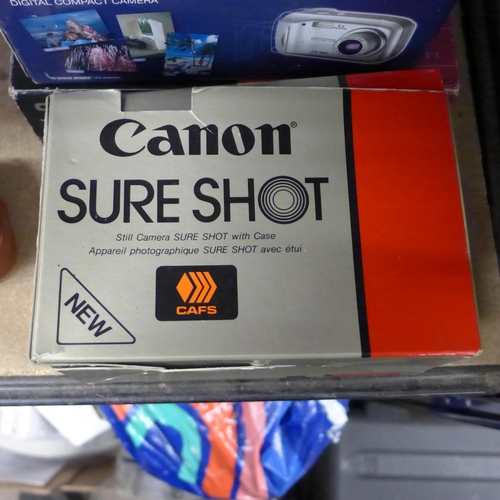 2210 - Original Canon Sureshot 35mm compact film camera in box with instructions; boxed Olympus-FE120 6MP c... 