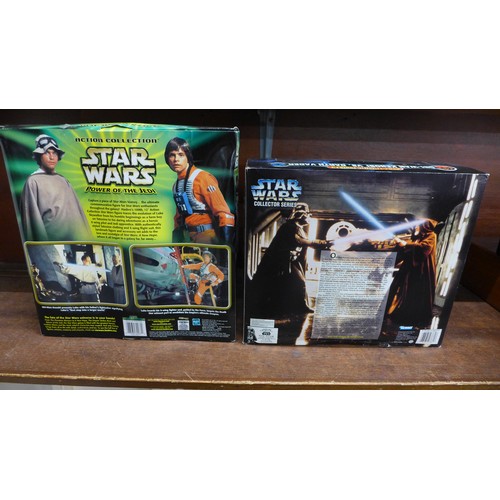 1112 - Two Star Wars collector sets, Luke Skywalker and Obi-Wan Kenobi vs Darth Vader