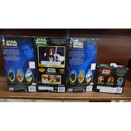 1120 - Star Wars figures: Anakin Skywalker boy, Anakin Skywalker, Ben Kenobi and Obi Wan Kenobi