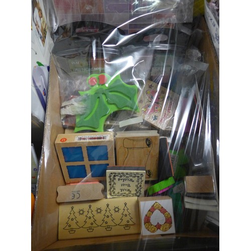 2199 - Craft hamper: Xyron 510 laminator, blending chalks, cutting mat, stamps and cards