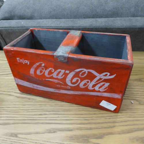 1373A - A large rectangular Coca-Cola wooden storage box, H 34cms x W 14cms (BX00406)  #