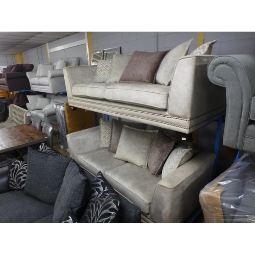 1428 - Andreas 4 & 3 seater sofas and footstool (damage to underside of four seater)