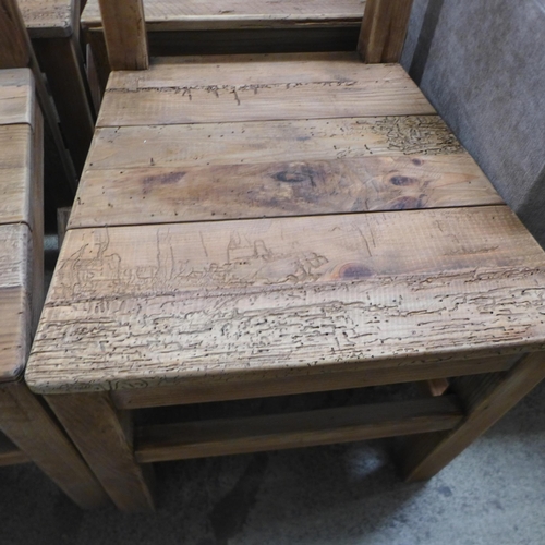 1587 - A set of six reclaimed elm dining chairs