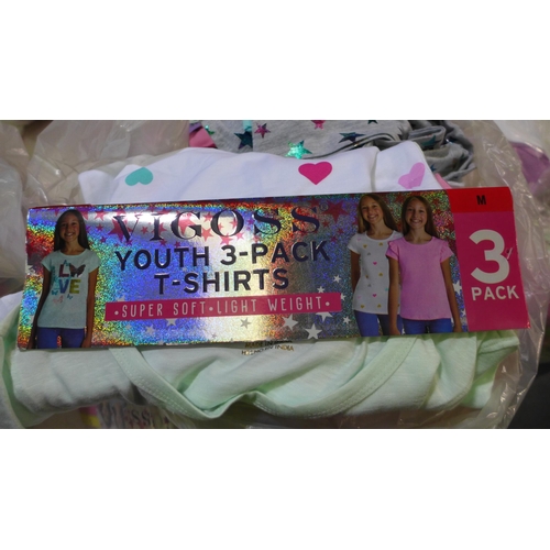 3048 - Bag of girls Vigoss T-shirt sets, mixed size and styles, approx. 15 sets per bag * this lot is subje... 