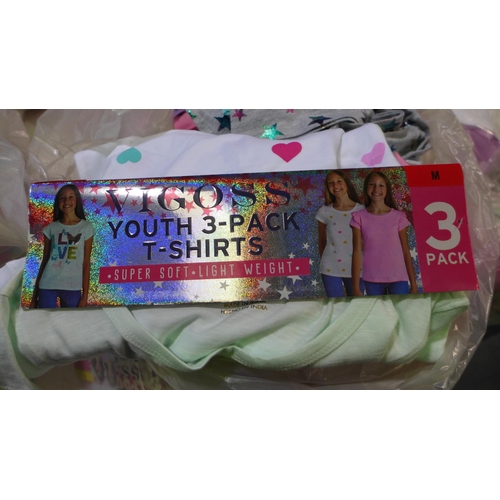 3052 - Bag of girls Vigoss T-shirt sets, mixed size and styles, approx. 15 sets per bag * this lot is subje... 