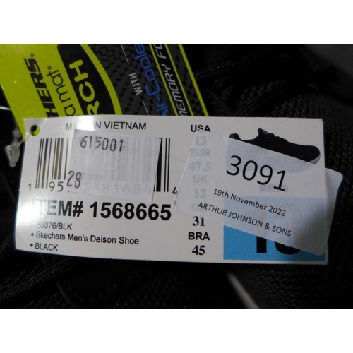 3091 - Pair of men's black Skechers, size UK 12 * this lot is subject to VAT