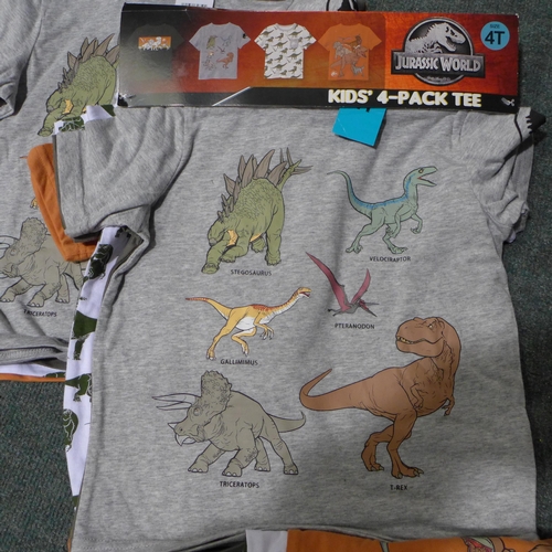 3096 - 3 Packs of boy's dinosaur T-shirts - size: Toddler 4, 12 in total * this lot is subject to VAT