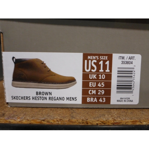 3123 - Pair of men's brown Skechers boots, UK size 10, with box * this lot is subject to VAT