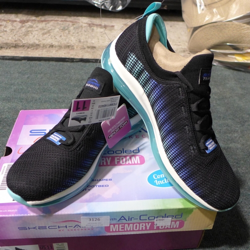 3126 - Pair of women's black Ombre Skechers, UK size 8, with box * this lot is subject to VAT