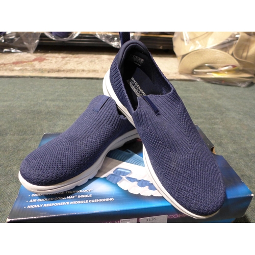 3135 - Pair of women's blue, slip on Skechers, UK size 4, with box * this lot is subject to VAT