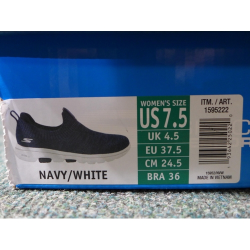 3136 - Pair of women's blue, slip-on Skechers, UK size 4.5, with box * this lot is subject to VAT