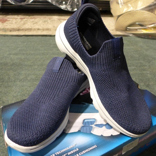 3136 - Pair of women's blue, slip-on Skechers, UK size 4.5, with box * this lot is subject to VAT