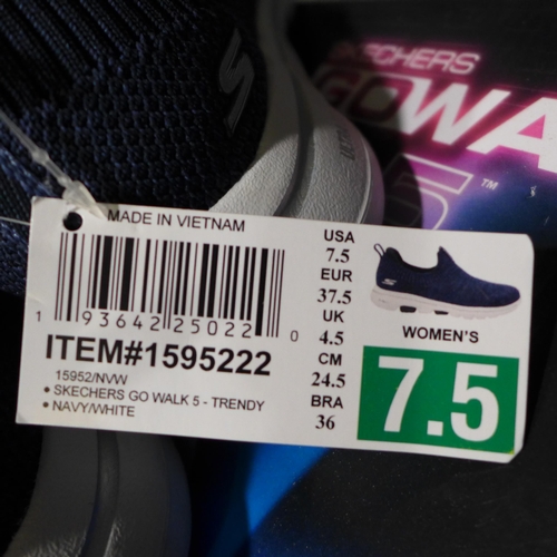 3136 - Pair of women's blue, slip-on Skechers, UK size 4.5, with box * this lot is subject to VAT