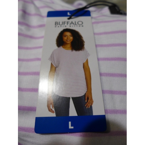 3154 - Bag of women's Lavender Stripe T-shirts, all size large, approx. 15 in lot * this lot is subject to ... 