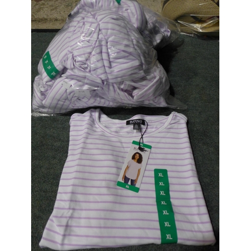 3157 - Bag of women's Lavender Stripe T-shirts, all size XL, approx. 15 in lot * this lot is subject to VAT