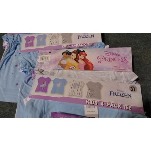 3159 - 5 Packs of girls' Disney character T-shirt sets, size Toddler 3, approx. 20 T-shirts in lot * this l... 