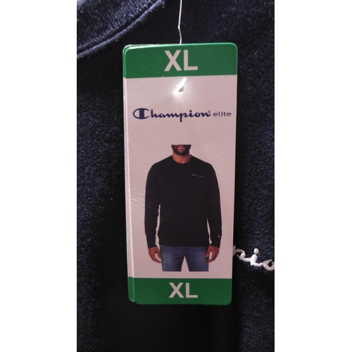 3195 - 3 Men's navy Champion sweaters - all size XL * this lot is subject to VAT