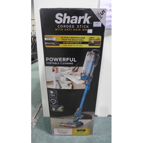 3307 - Shark Corded Stick Vacuum Cleaner (HZ400UKT), original RRP £149.99 + VAT (273-282) * This lot is sub... 