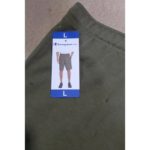 3330 - Bag of men's olive green Champion shorts, all size large, approx. 6 pairs * this lot is subject to V... 