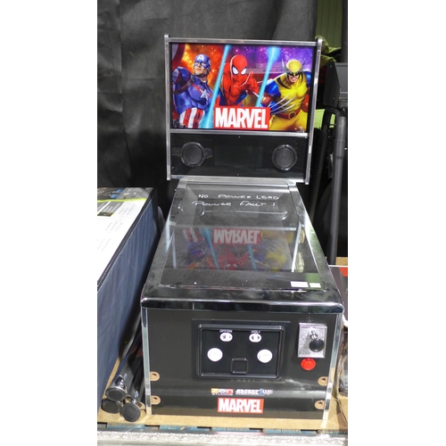 3364 - Marvel Arcade1Up Dual Plug Pinball Machine - (POWER FAULT/NO POWER LEAD/ONE LEG MISSING), original R... 