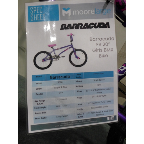 3206 - Barracuda Bmx Girls Bike - Purple/Pink  , Original RRP £124.99 + Vat                  (266-302)  * T... 