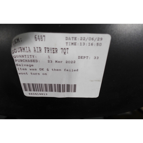 3225 - Gourmia Air Fryer 7Qt     (266-295)  * This lot is subject to vat