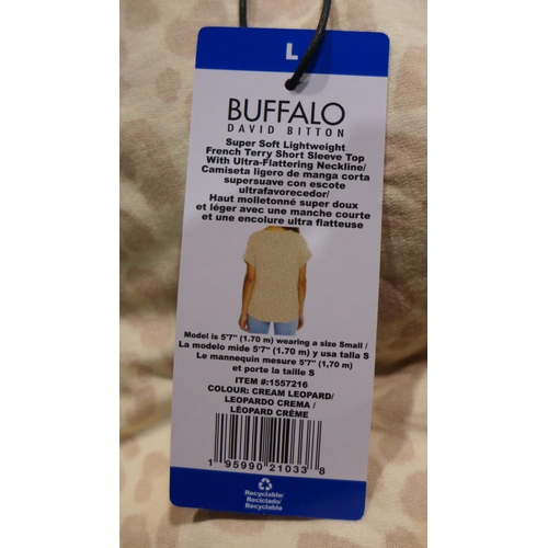 3243 - Bag of women's Buffalo Cream Leopard T-shirts, all size large, approx. 20 per lot * this lot is subj... 