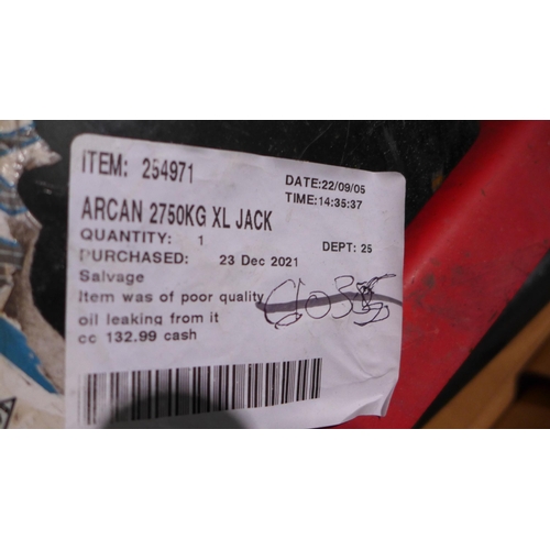 3287 - Arcan 2750Kg XL Jack (model:- XL2750EU), original RRP £132.99 + VAT (273-215) * This lot is subject ... 