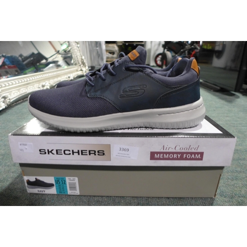 3369 - Pair of men's navy Skechers, UK size 12, with box * this lot is subject to VAT