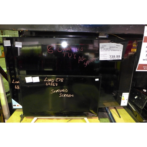 3382 - 7x Various damaged TVs including Toshiba, Sony, Samsung  (278-3-5,7,8,360,364,368) * This lot is sub... 