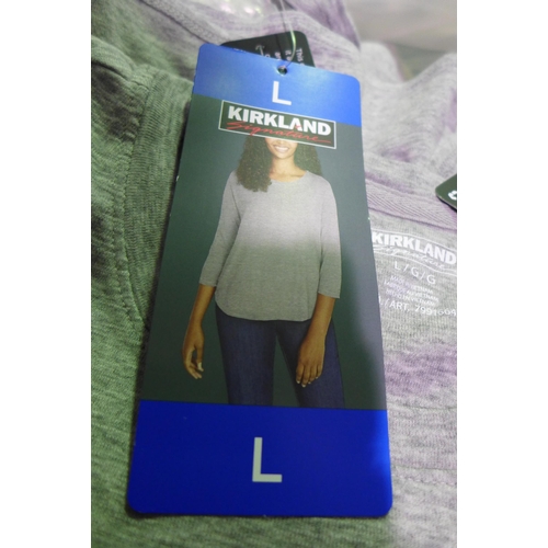 3388 - Bag of women's Kirkland Signature, grey ¾ sleeve tops, size L & XL, approx. 12 in lot * this lot is ... 