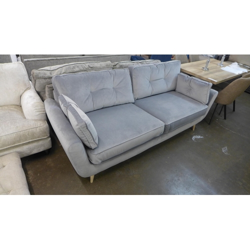 1317 - A Cameron grey velvet button back four seater sofa