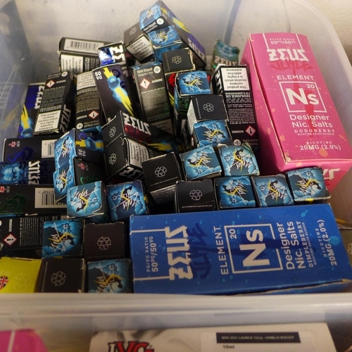 2211 - Approx. 150+ unused in date, sealed vape 10ml and 30ml liquids , many flavours, Zeus, IVG, Riot Salt... 