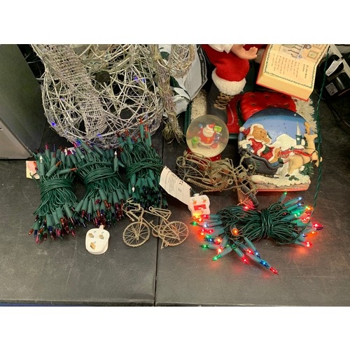 2247 - Job lot of Christmas decorations: tree, musical Santa, etc.