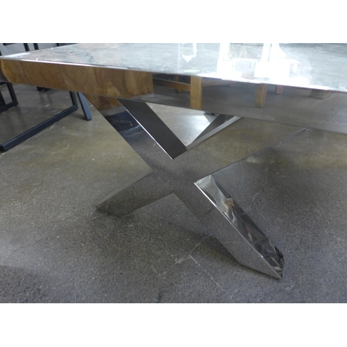 1351 - A Vanquish chrome and grey marble effect coffee table - RRP £599