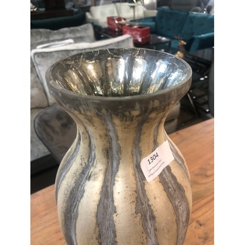 1304 - A hand crafted burnished and grey striped vase, H55cms (2239118)   #