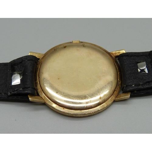 1007 - A Hefik 9ct gold dress wristwatch in Hefik box, glass and crown loose, one hand missing