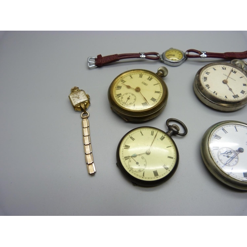 1022 - Four pocket watches including Elgin and two lady's wristwatches